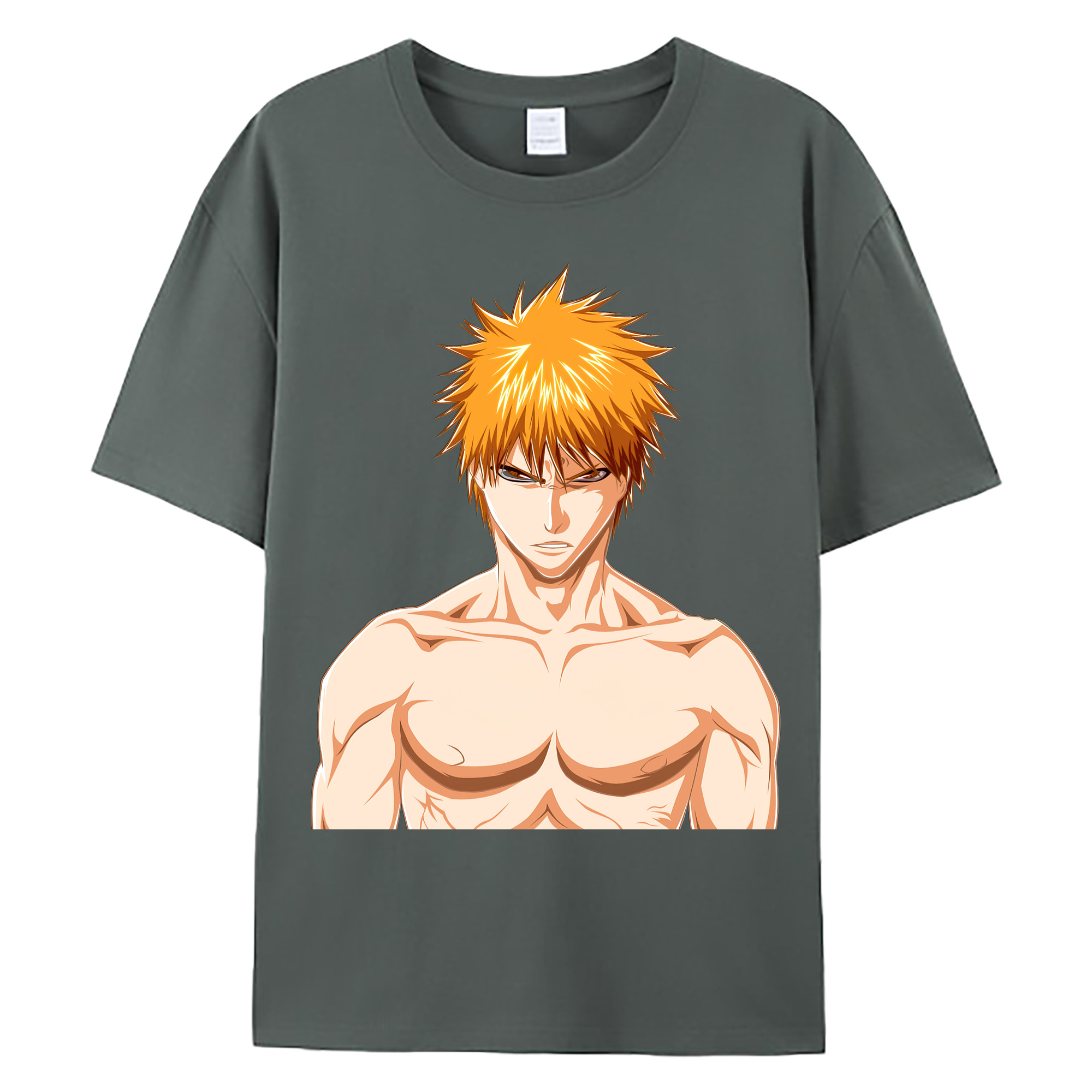 （画像用） ブリーチ 黒崎一護（くろさき いちご）BLEACH Kurosaki Ichigo 綿100％ メンズ半袖Tシャツ｜肌触りやわらか＆通気性
